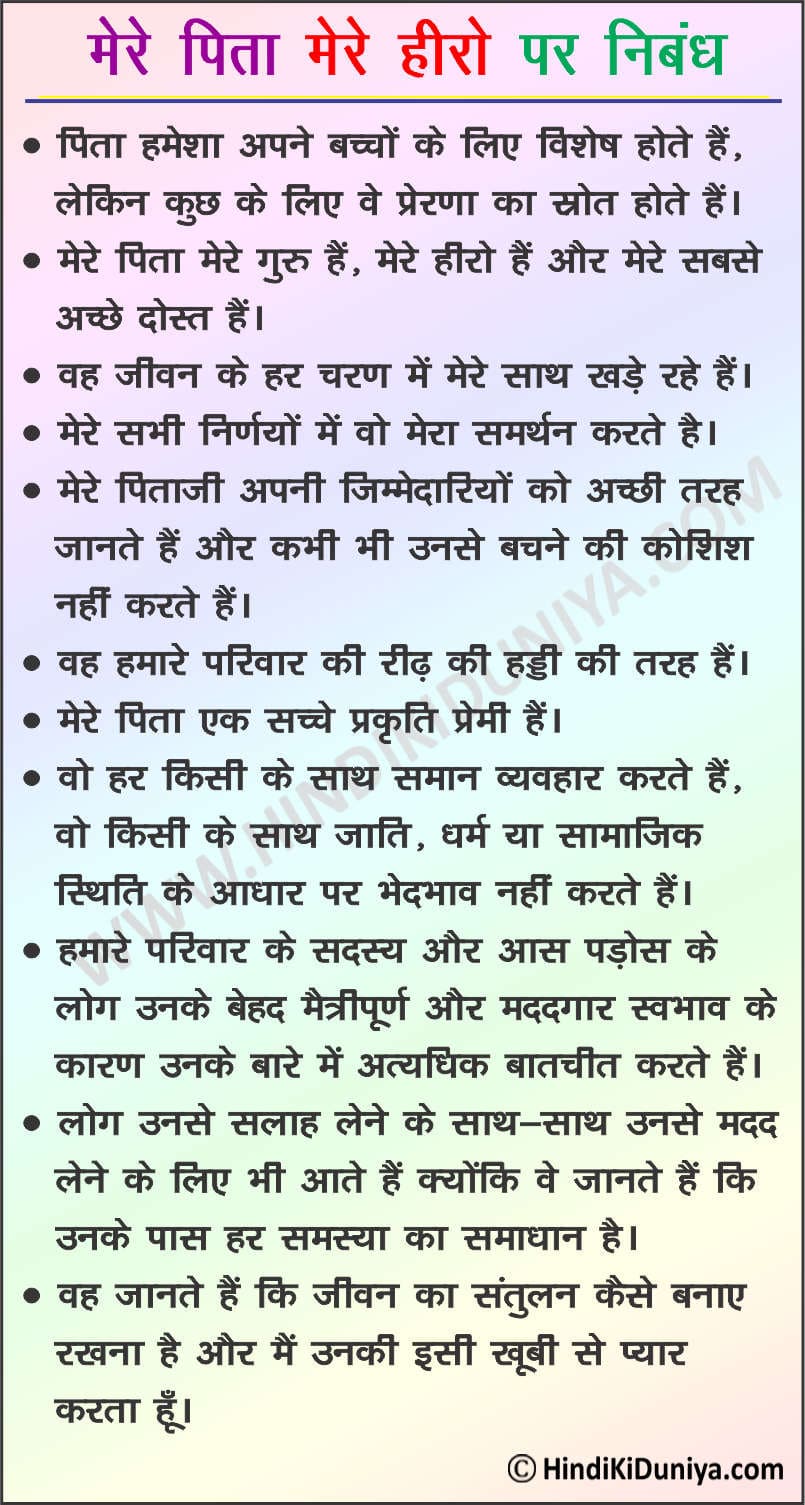Essay on My Father My Hero in Hindi