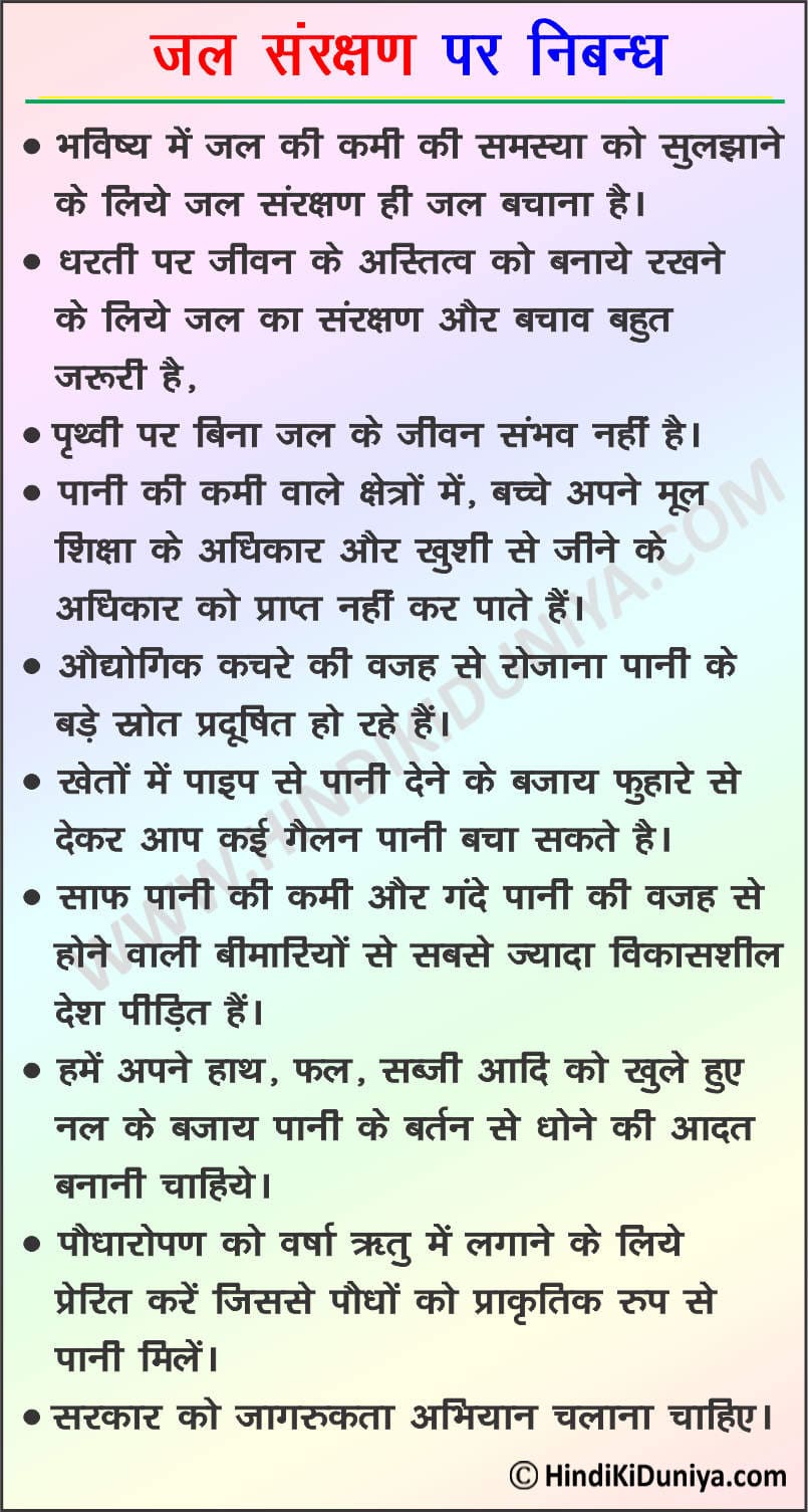 essay in jal sanrakshan hindi